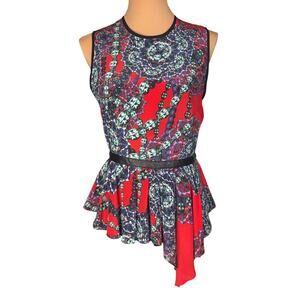 NWT Hunter Bell New‎ York Peplum Silk Leather Blouse Size 6